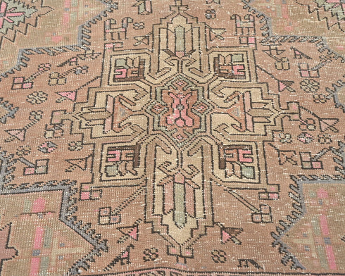 9 Ft Vintage Brown Persian Style Hand Knotted Low Pile Wool Runner Rug